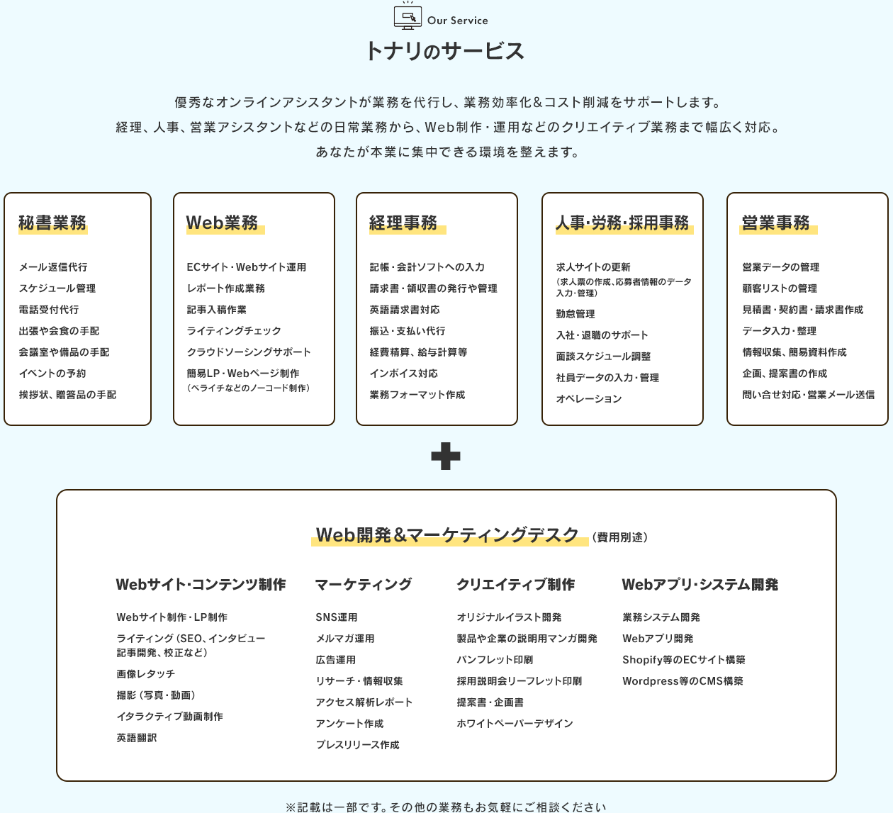トナリのサービス